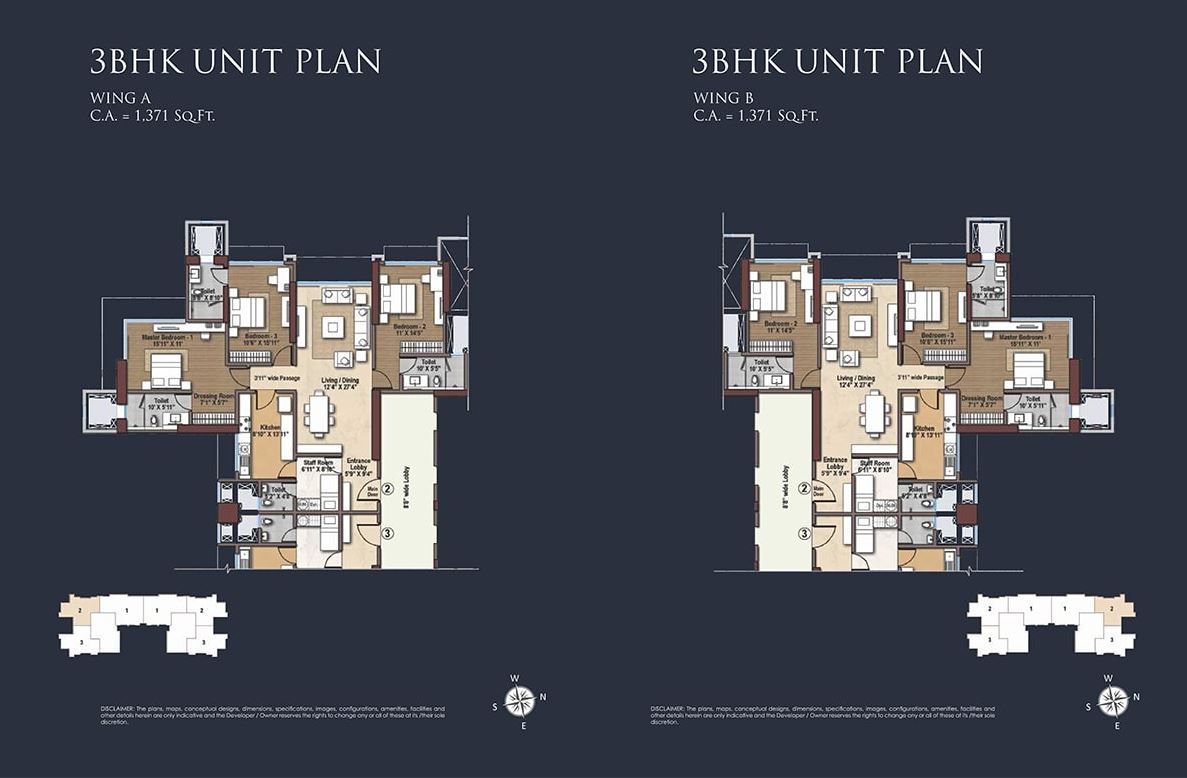 Raheja Imperia 3BHK Unit Plan A-B Type-2