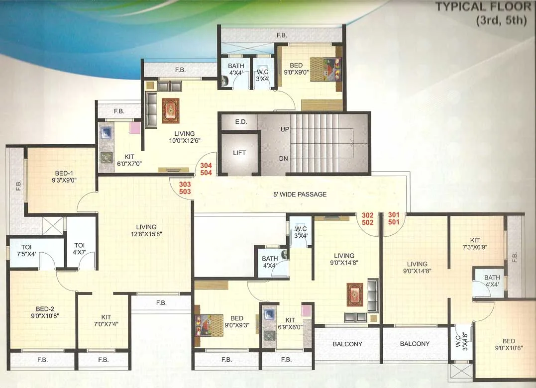 3rd and 5th Floor Plan