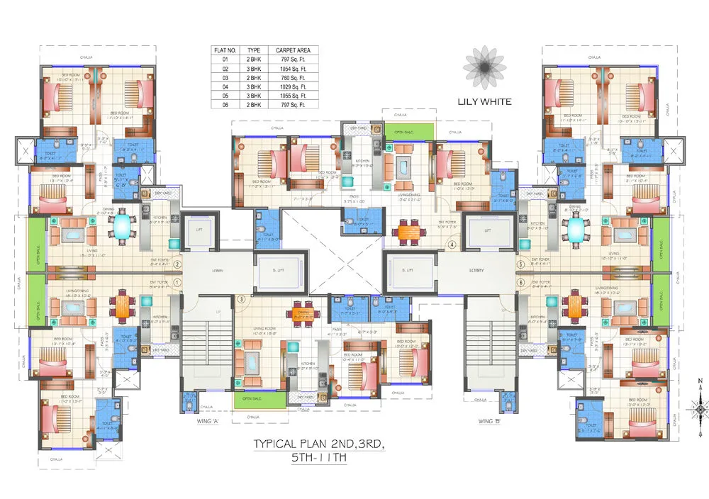 Lily White LTypical Floor Plan