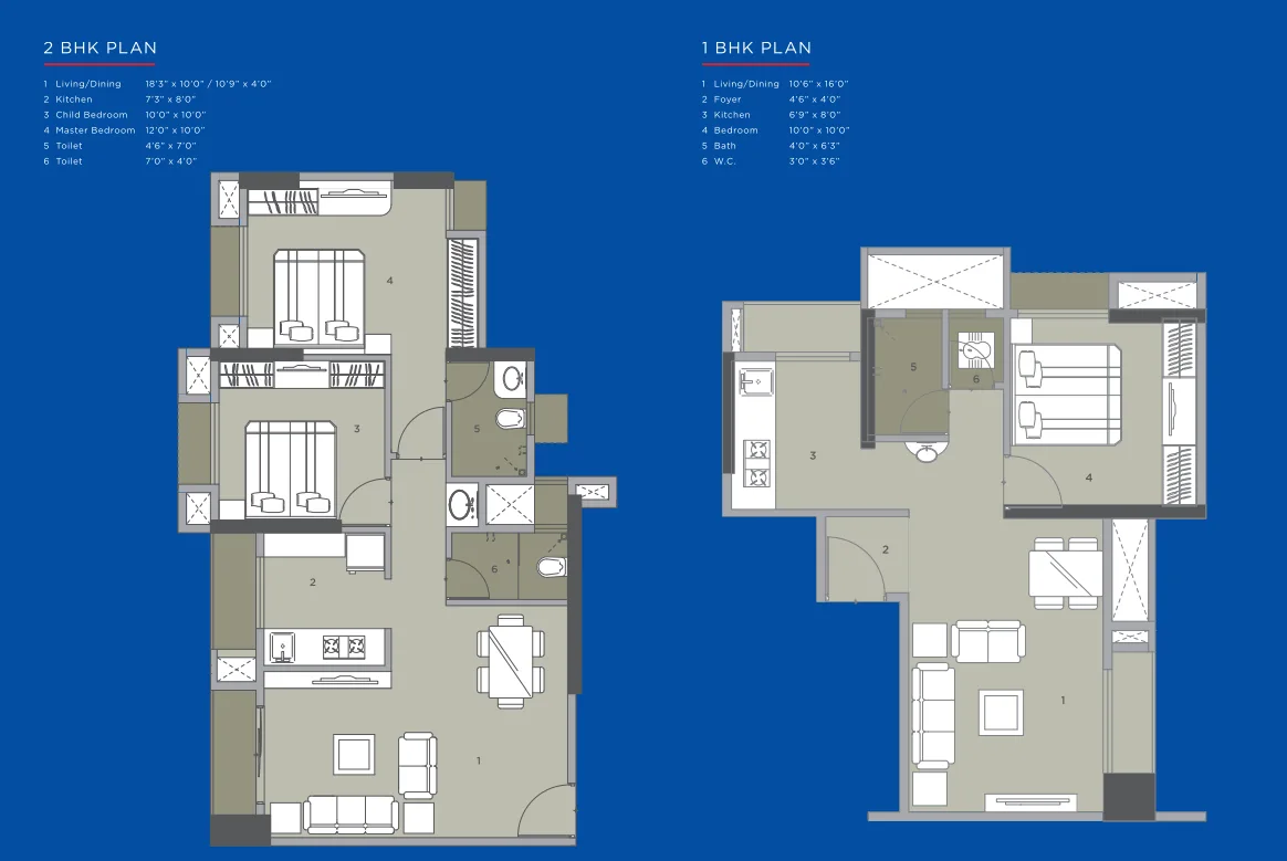 1 and 2BHK
