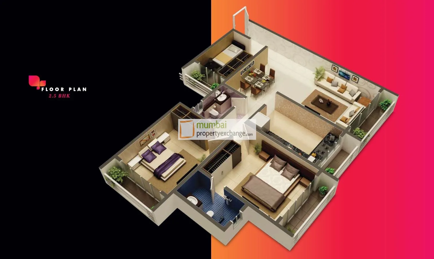 2.5 BHK Floor Plan