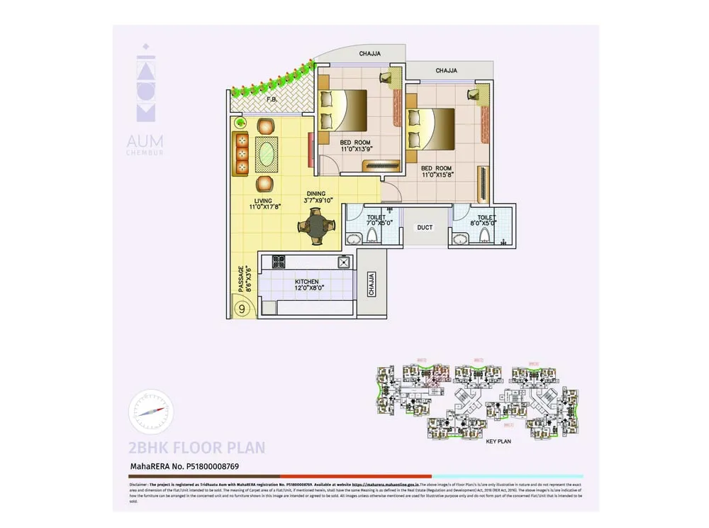 Tridhaatu Aum 2BHK Plan