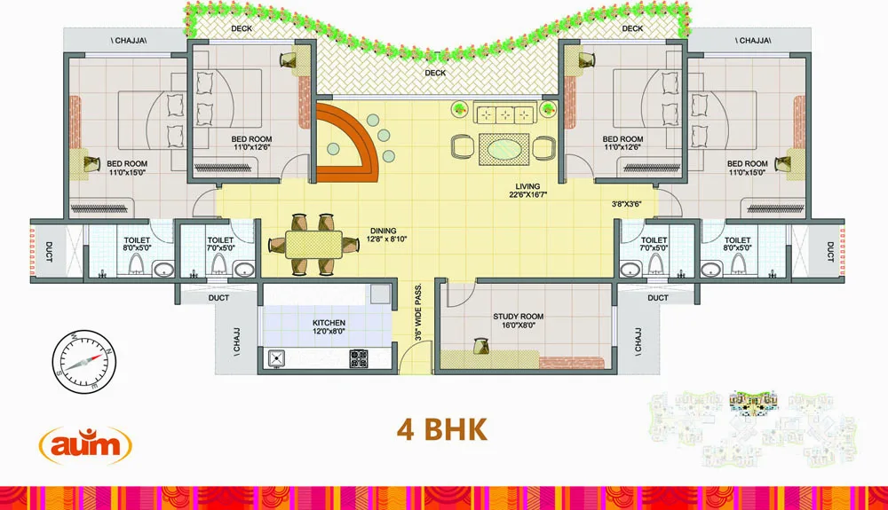 Tridhaatu Aum 4BHK Floor Plan