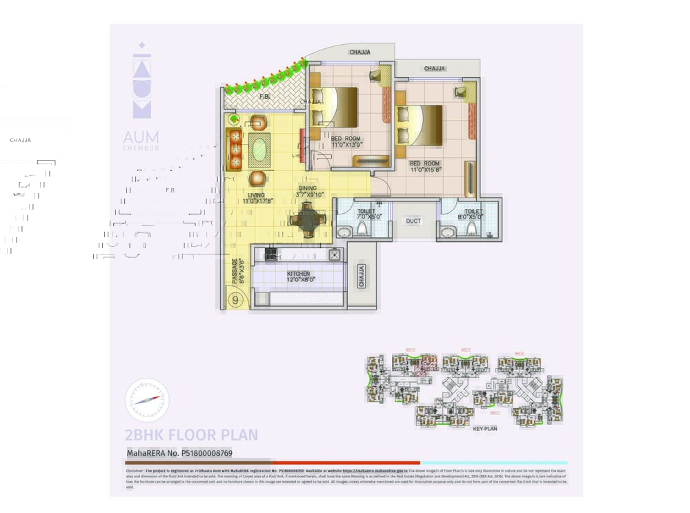 Tridhaatu Aum 2BHK Plan