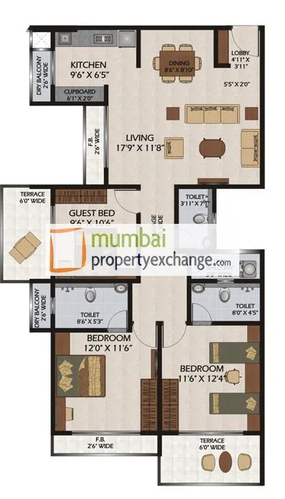 3 BHK Floor Plan
