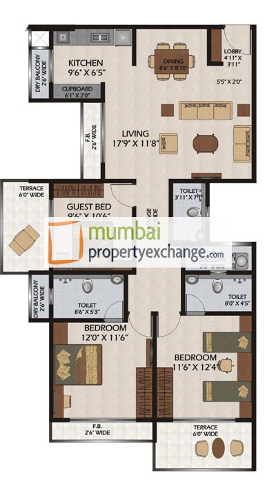 3 BHK Floor Plan