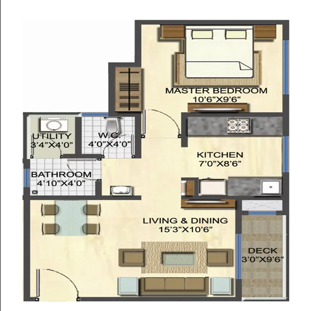 Unit Plan 1BHK