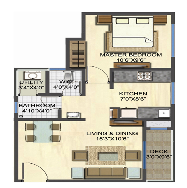 Unit Plan 1BHK