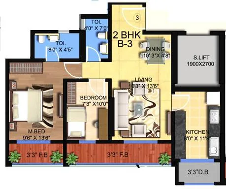 Hillcrest 2BHK Wing B Type 1