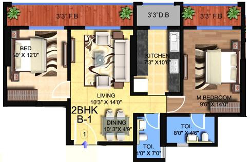 Hillcrest 2BHK Wing B Type 3