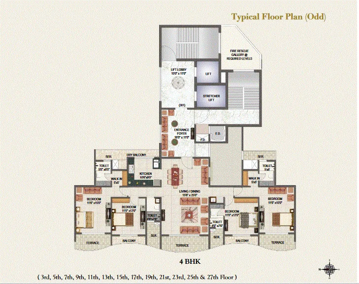 Sai Mannat Typical Floor Plan Wing C - Odd