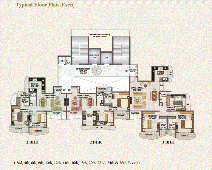 Sai Mannat Typical Floor Plan Wing E - Even