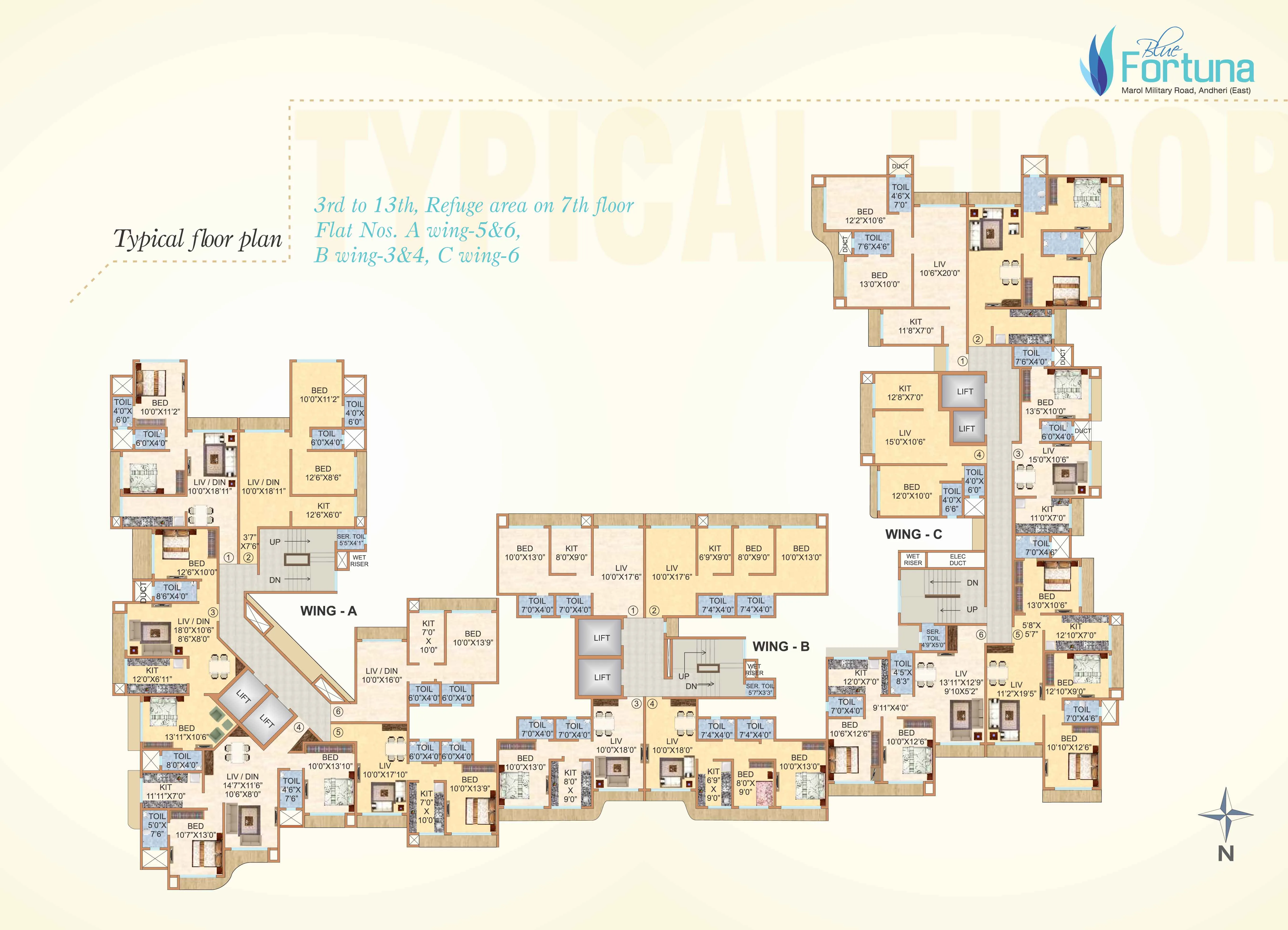 Blue Fortuna Typical floor Plan
