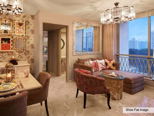 Fortuna Show Flat MarbleFlooring Living-DiningRoom