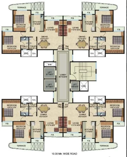 5 and 13 Floor Plan