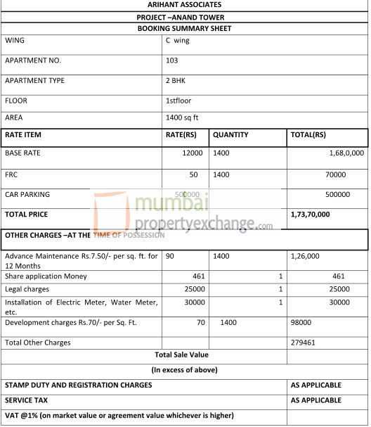 Cost Sheet