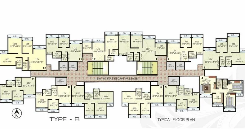 Type B Typical Floor Plan