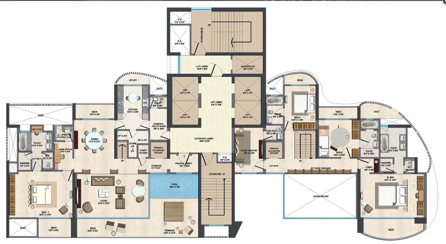 Duplex Lower Floor Plan