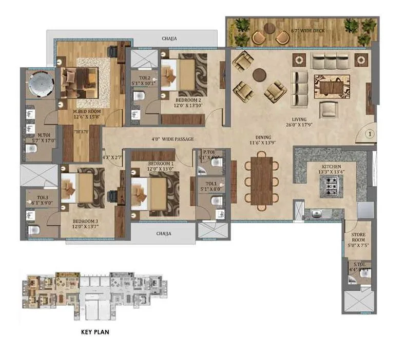 Wadhwa W54 4BHK (2190 Sqft) Plan