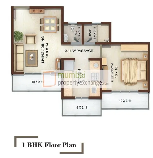 1BHK Floor Plan