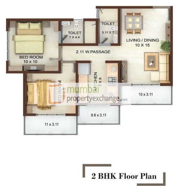 2BHK Floor Plan