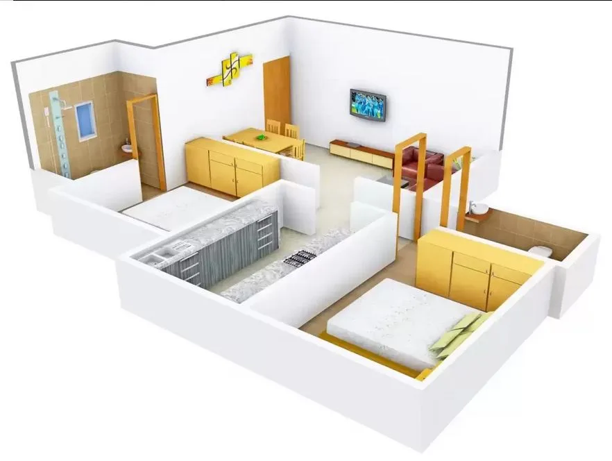 Paradise 2BHK 3D Plan Type-2