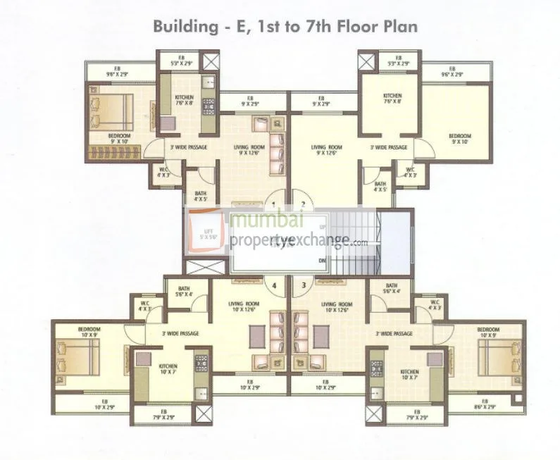 Build E, 1-7th Floor Plan