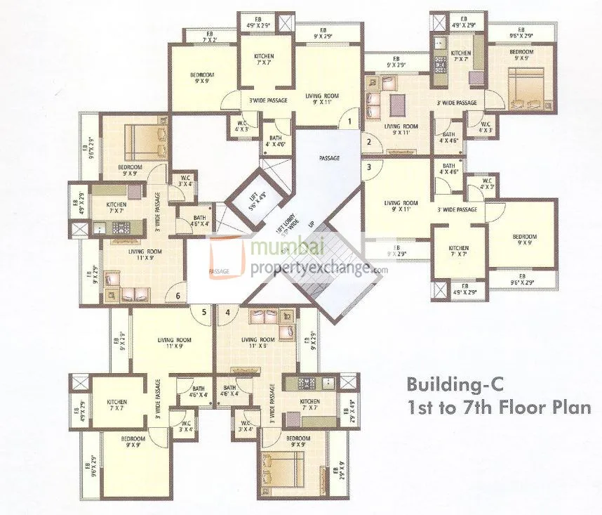Build C 1-7th Floor Plan