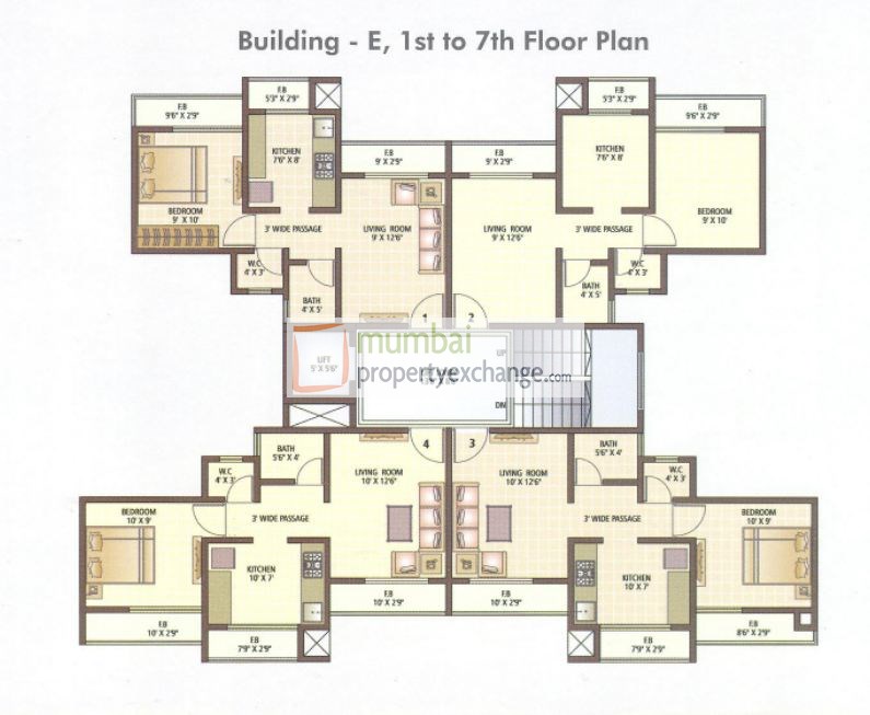 Build E, 1-7th Floor Plan