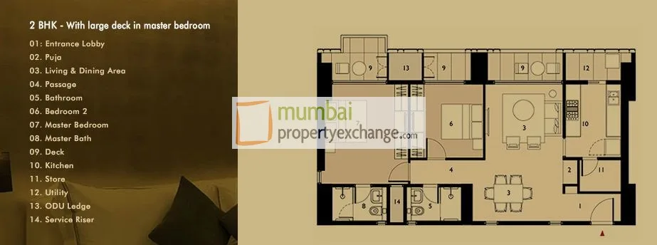 2BHK large Deck Master Bedroom