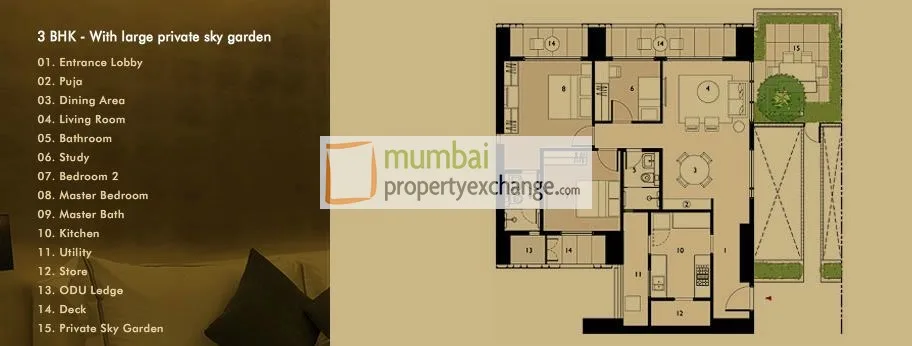 3BHK large private Sky Garden