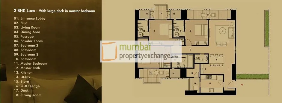 3BHK large deck in Bedroom