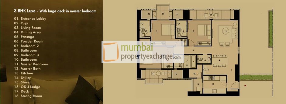 3BHK large deck in Bedroom