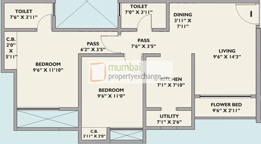 2 BHK Floor Plan
