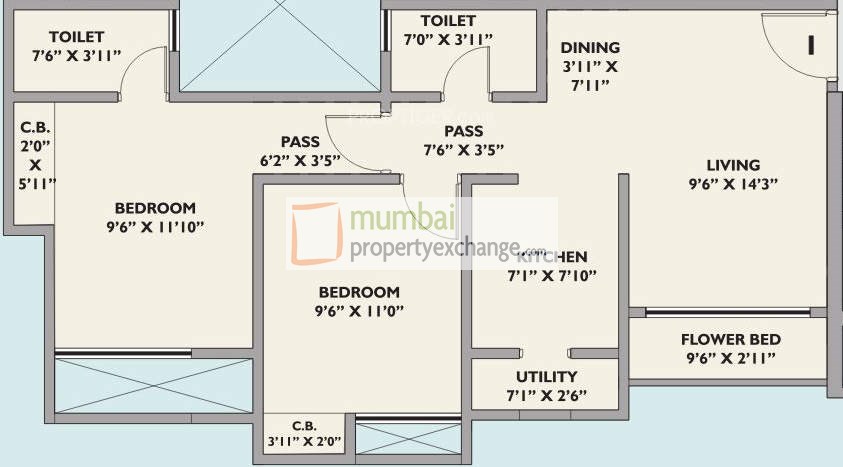 2 BHK Floor Plan