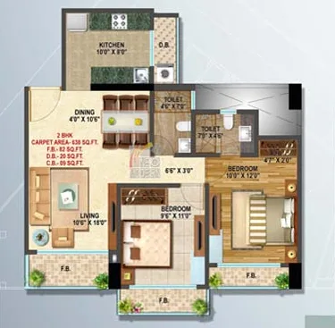 2 Bhk Floor Plan