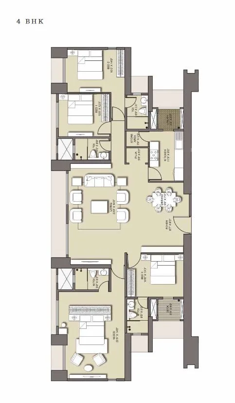 Lodha Venezia 4 BHK Floor Plan