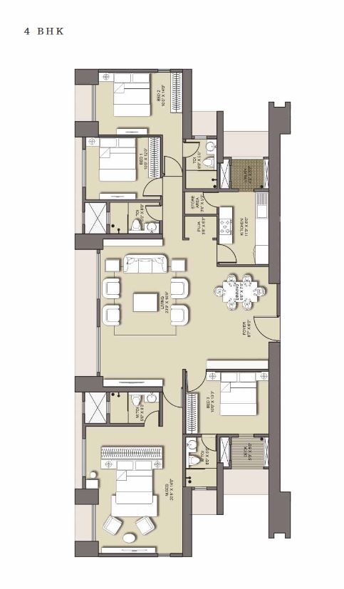 Lodha Venezia 4 BHK Floor Plan