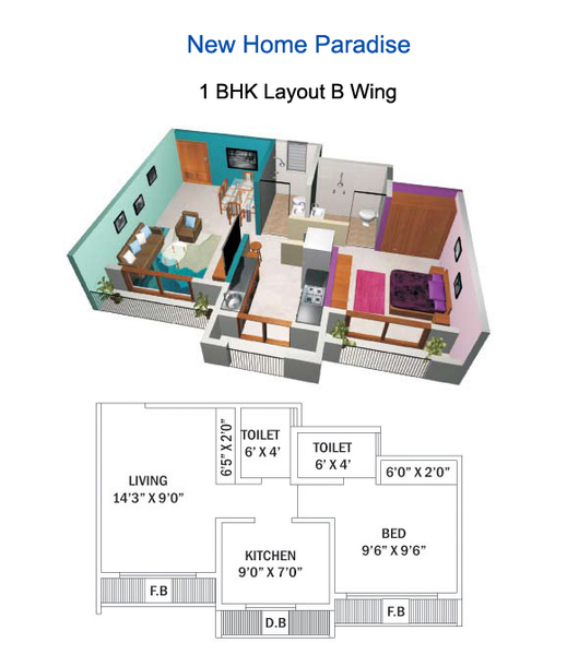 1BHK Floor Plan