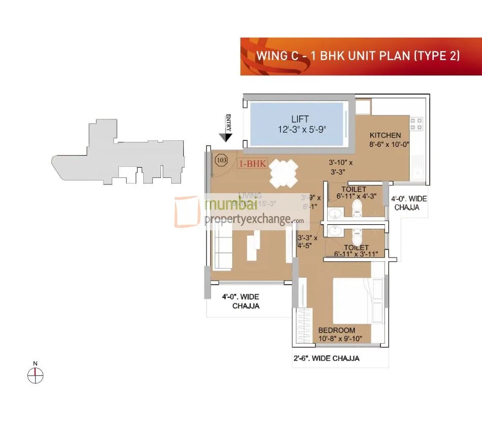 Ruparel Orion 1BHK Wing C Type 2