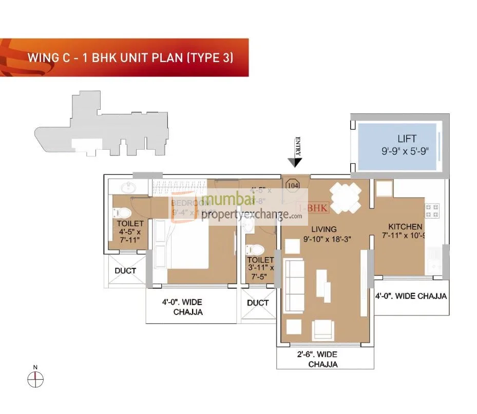 Ruparel Orion 1BHK Wing C Type 3