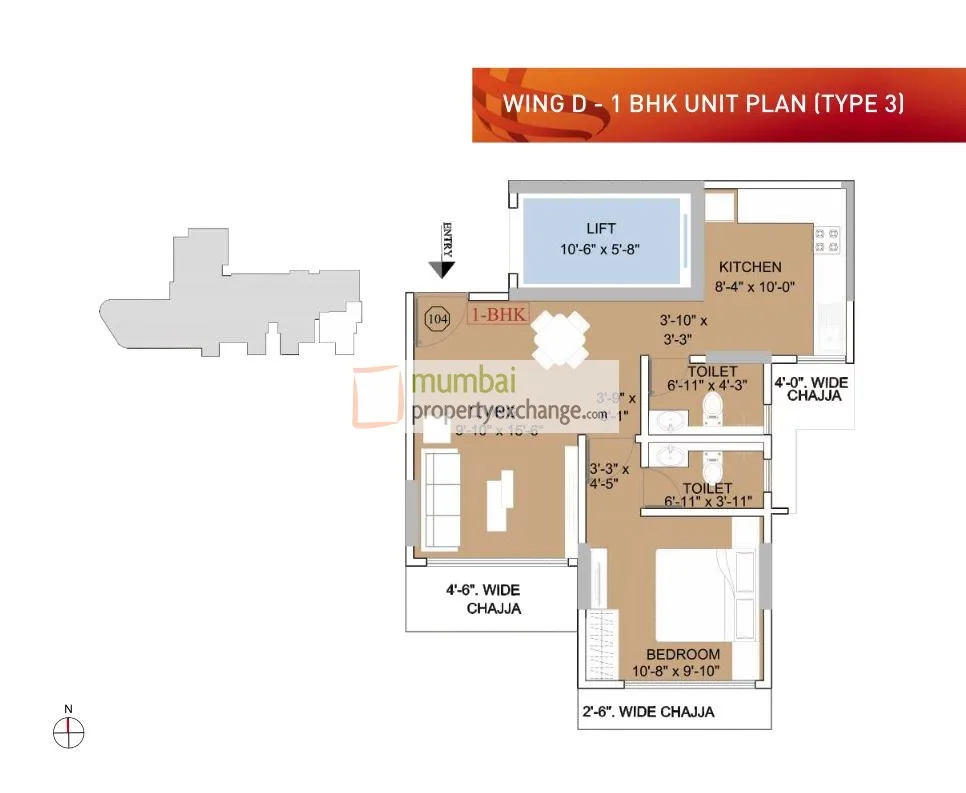 Ruparel Orion 1BHK Wing D Type 3