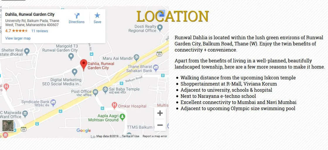 Runwal-Dahlia Location Map