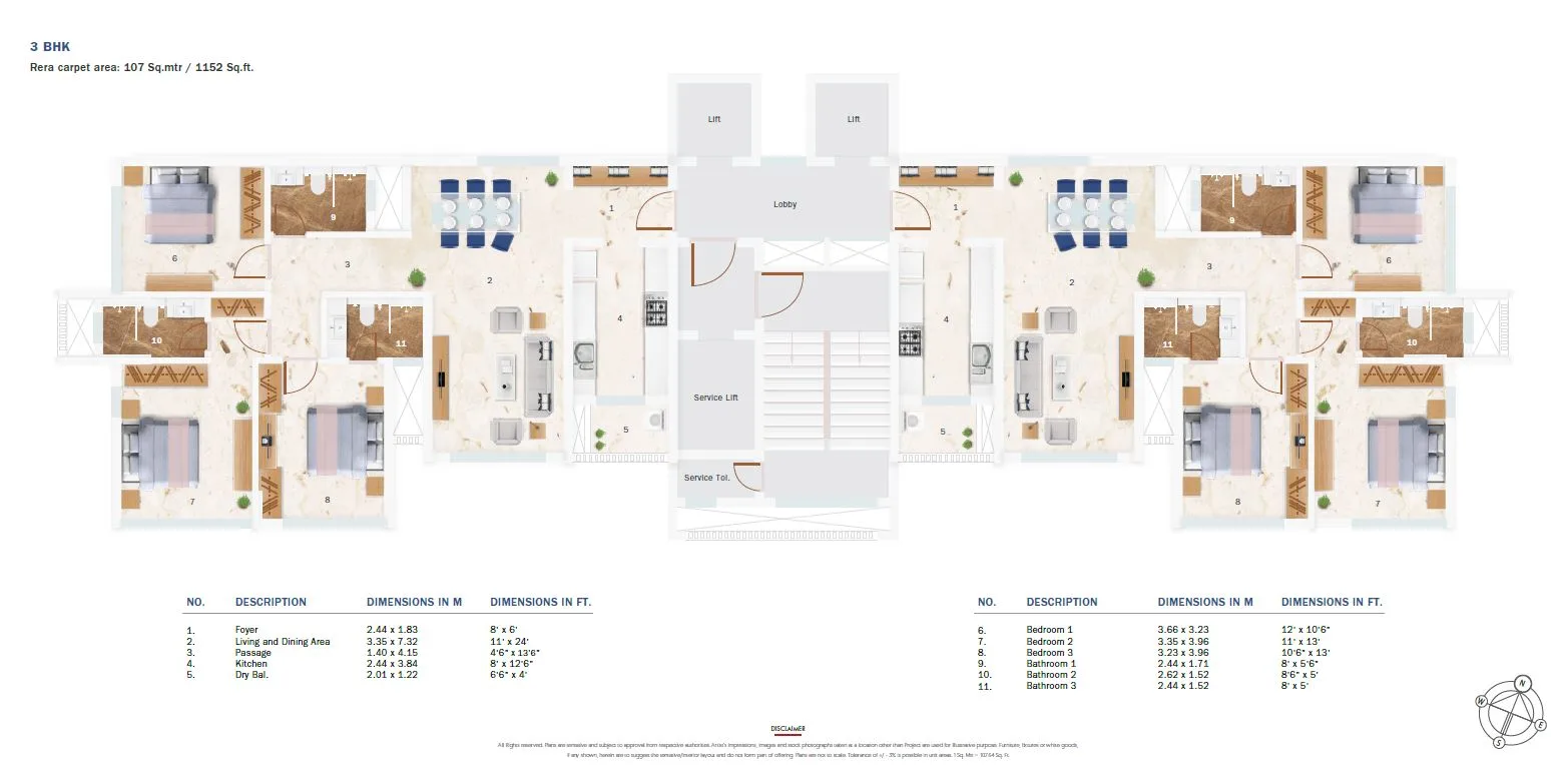 Glory 3BHK Plan