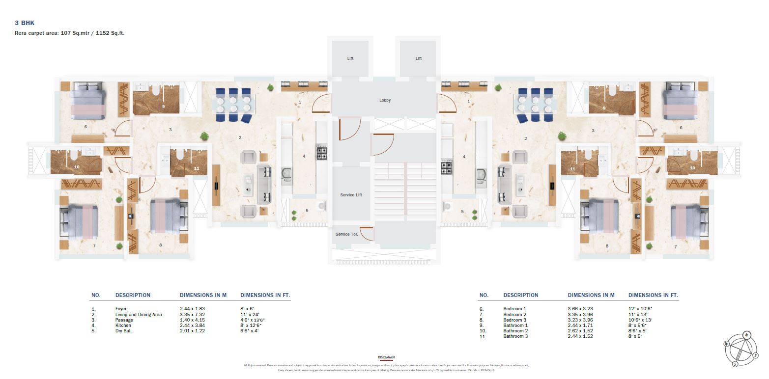 Glory 3BHK Plan