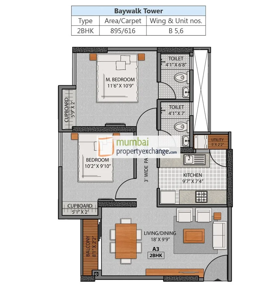 2 BHK Floor Plan
