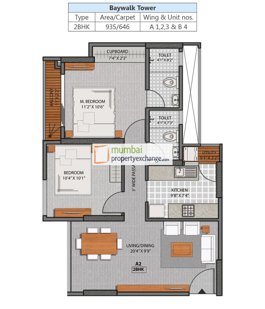 2 BHK Floor Plan