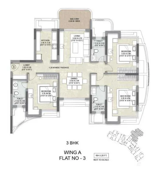 Kalpataru Siddhachal Eite 3BHK WingA Apt-03