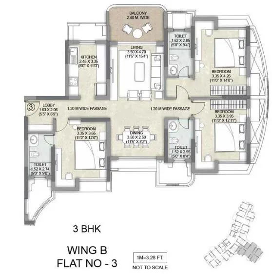 Kalpataru Siddhachal Eite 3BHK WingB Apt-03