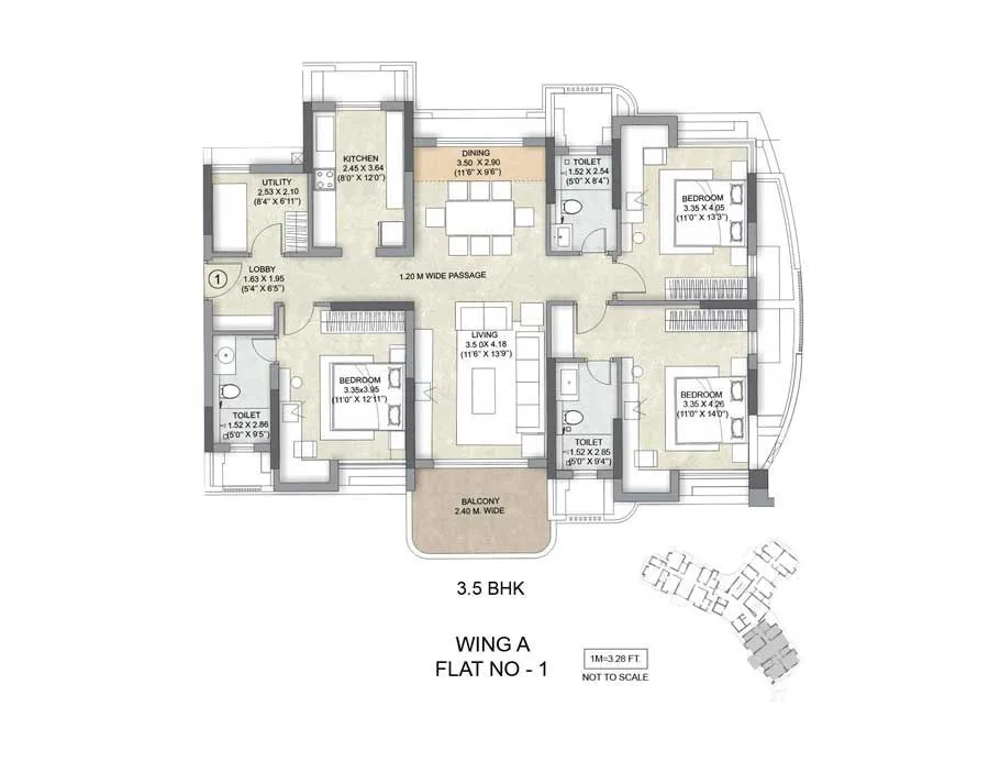 Kalpataru Siddhachal Elite 3.5BHK Wing A Apt-01
